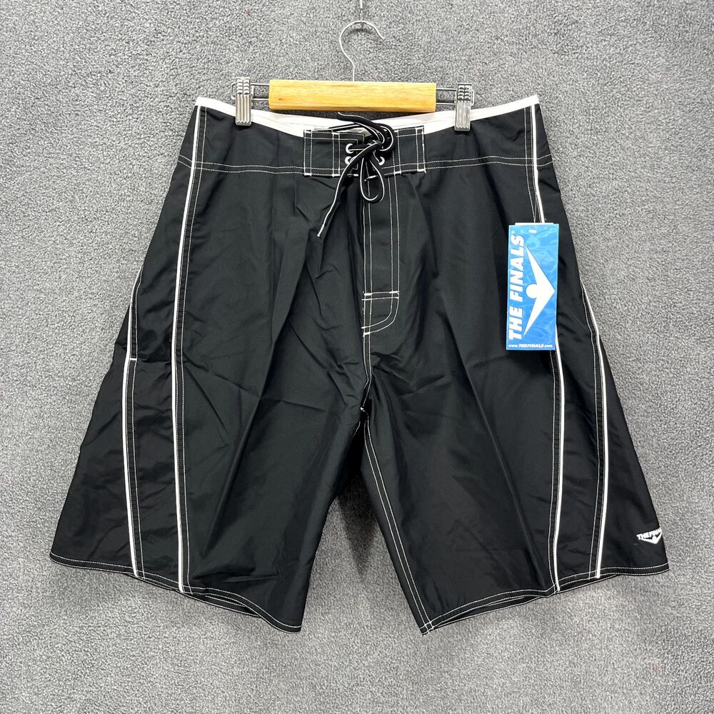 The Finals Shorts Mens 30 Black Solid‎ Board Hook and loop Swimwear